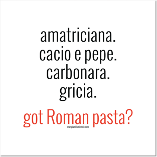 Roman Pastas (black letters) Posters and Art